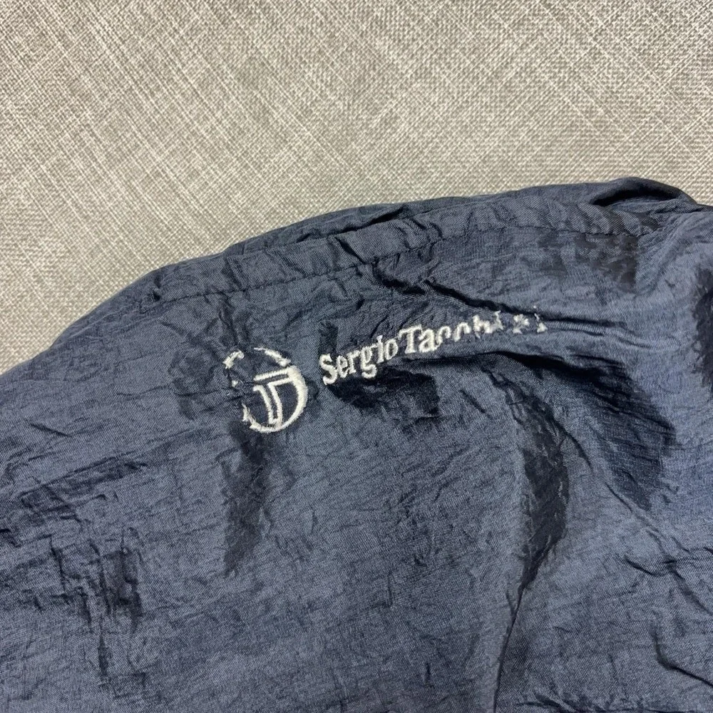 Sergio Tacchini Track Pants Mens 38 Blue Nylon Lined Elastic Waist Zip Vintage